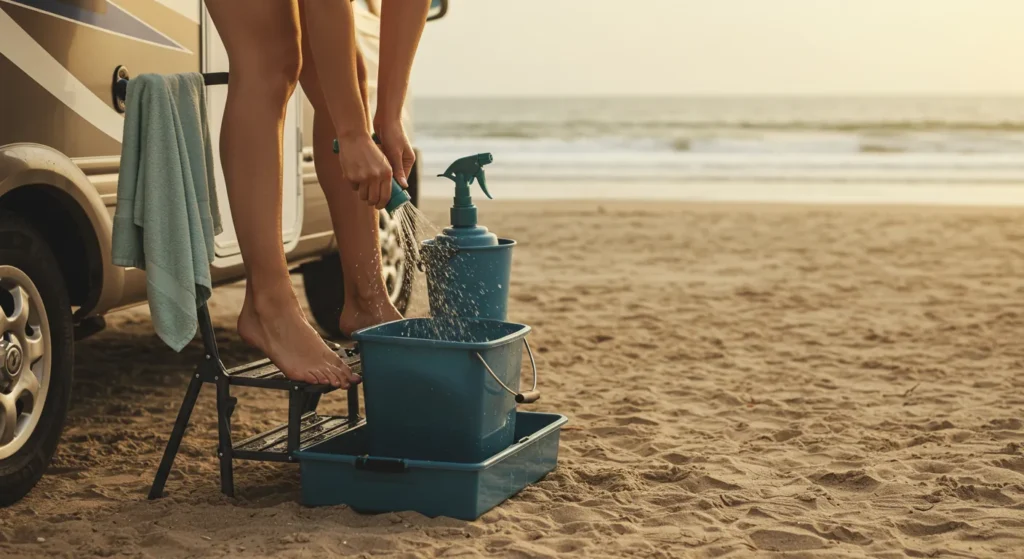 3. Portable Foot Rinse Setup